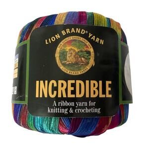 Lion Brand Yarns Incredible Ribbon Yarn Rainbow 1.75 oz 110 Yards Nylon